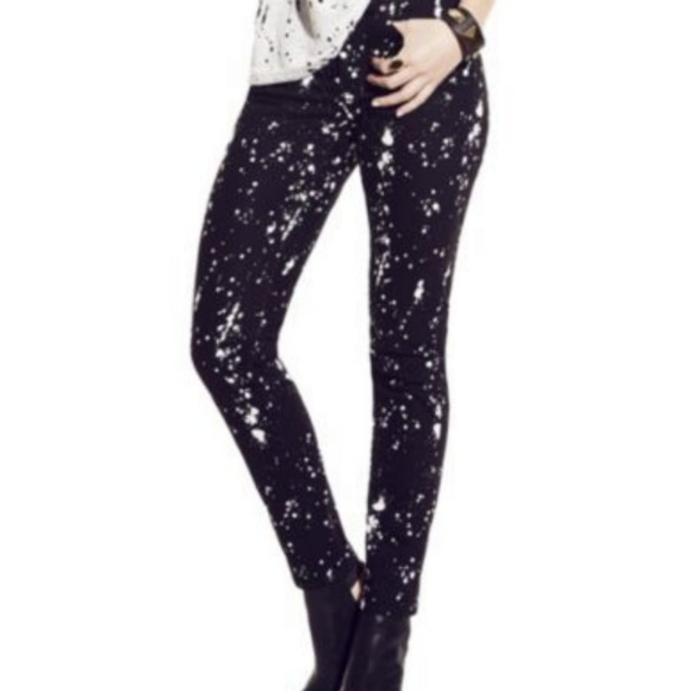 Vince Camuto Black &White Splatter Skinny Jeans 26 - Picture 1 of 8